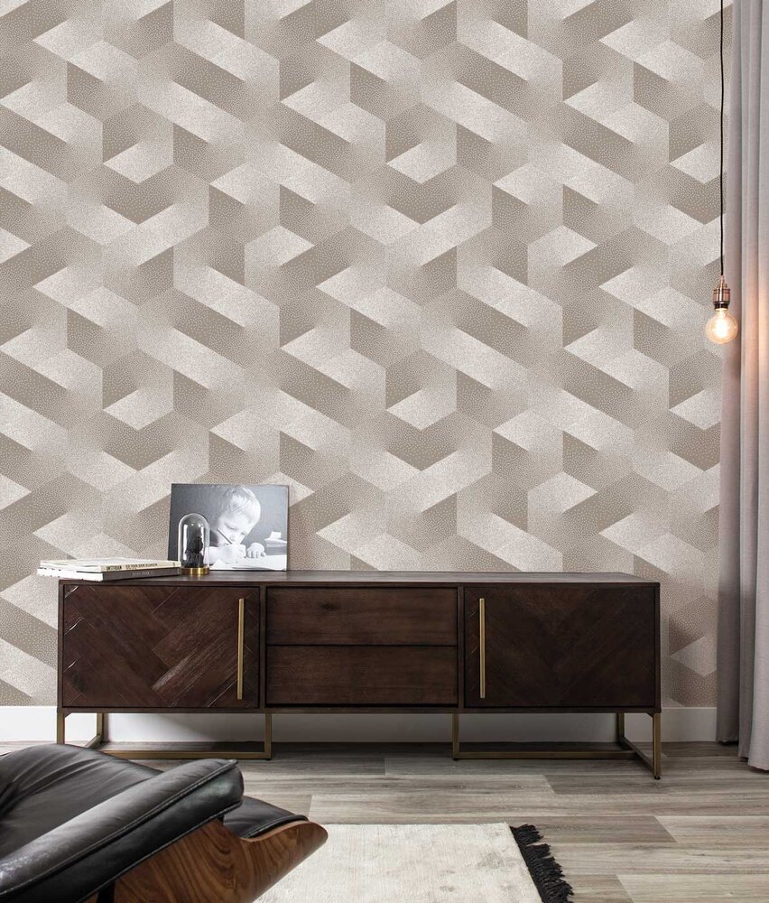 Graphic wallpaper Sleek Geometry, sand, washable