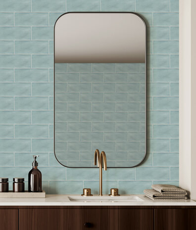 Behang Heavenly Blue Tiles, blauw, afwasbaar Behang Heavenly Blue Tiles, blauw, afwasbaar