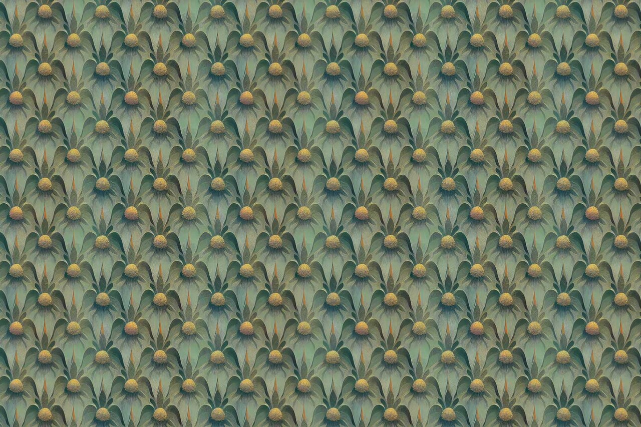 Floral wallpaper Blossom Medley, green, washable