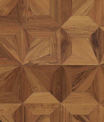 Behang hout Geometric Wood, bruin, afwasbaar