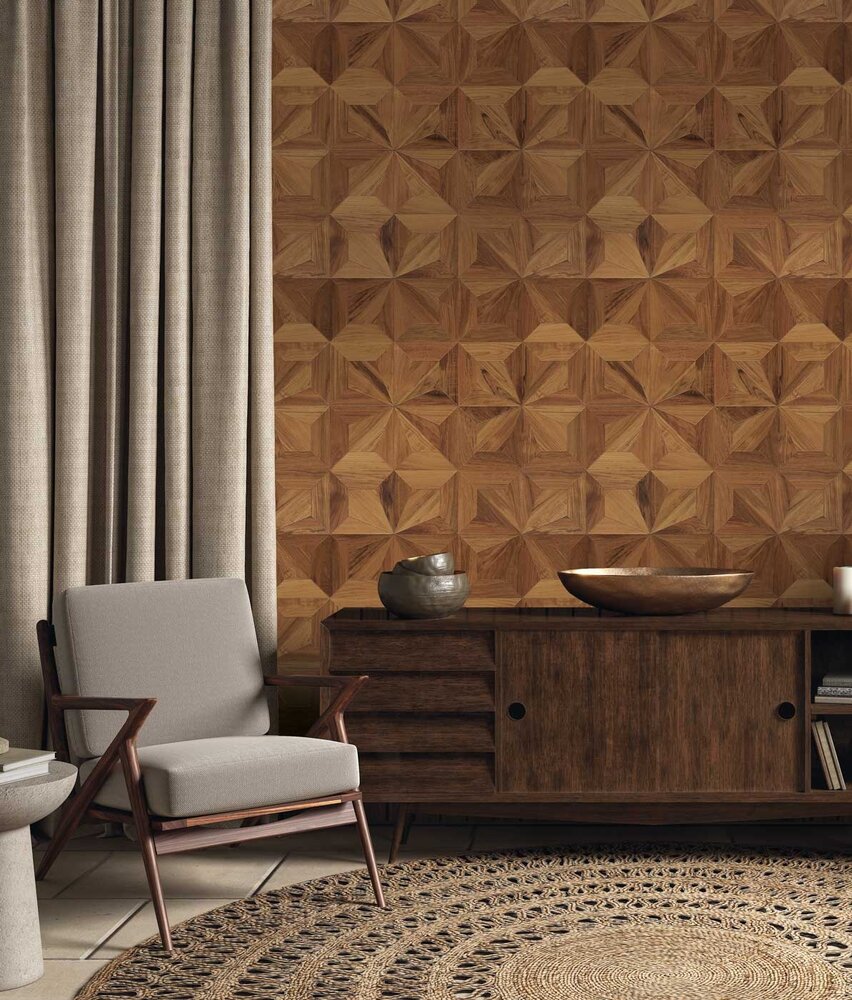 Wallpaper wood Geometric Wood, brown, washable Wallpaper wood Geometric Wood, brown, washable