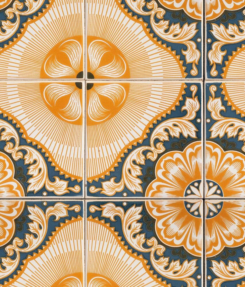 Wallpaper Sunny Portuguese Tiles, yellow, washable
