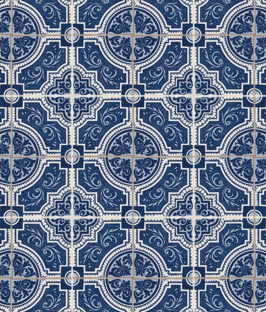 Tapete Portugiesische Kacheln, blau, waschbar