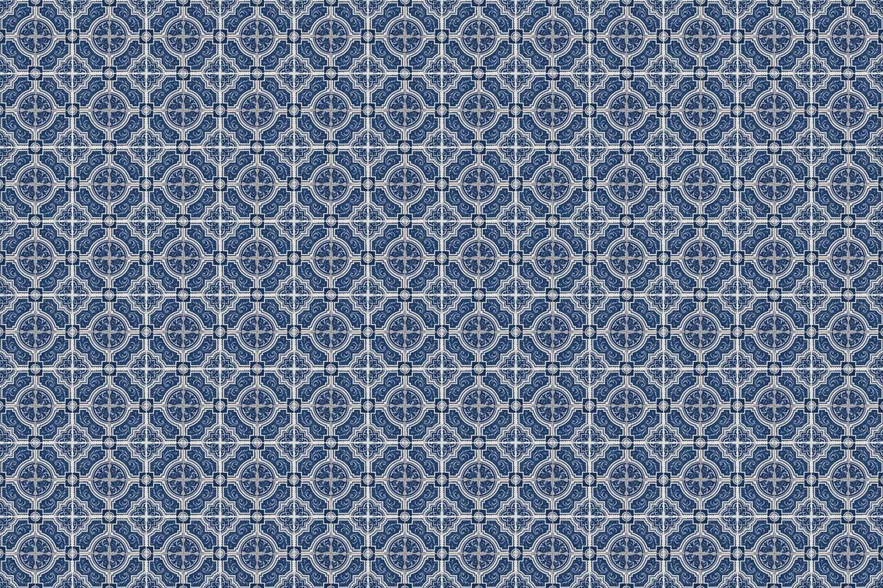 Behang Portuguese Tiles, blauw, afwasbaar