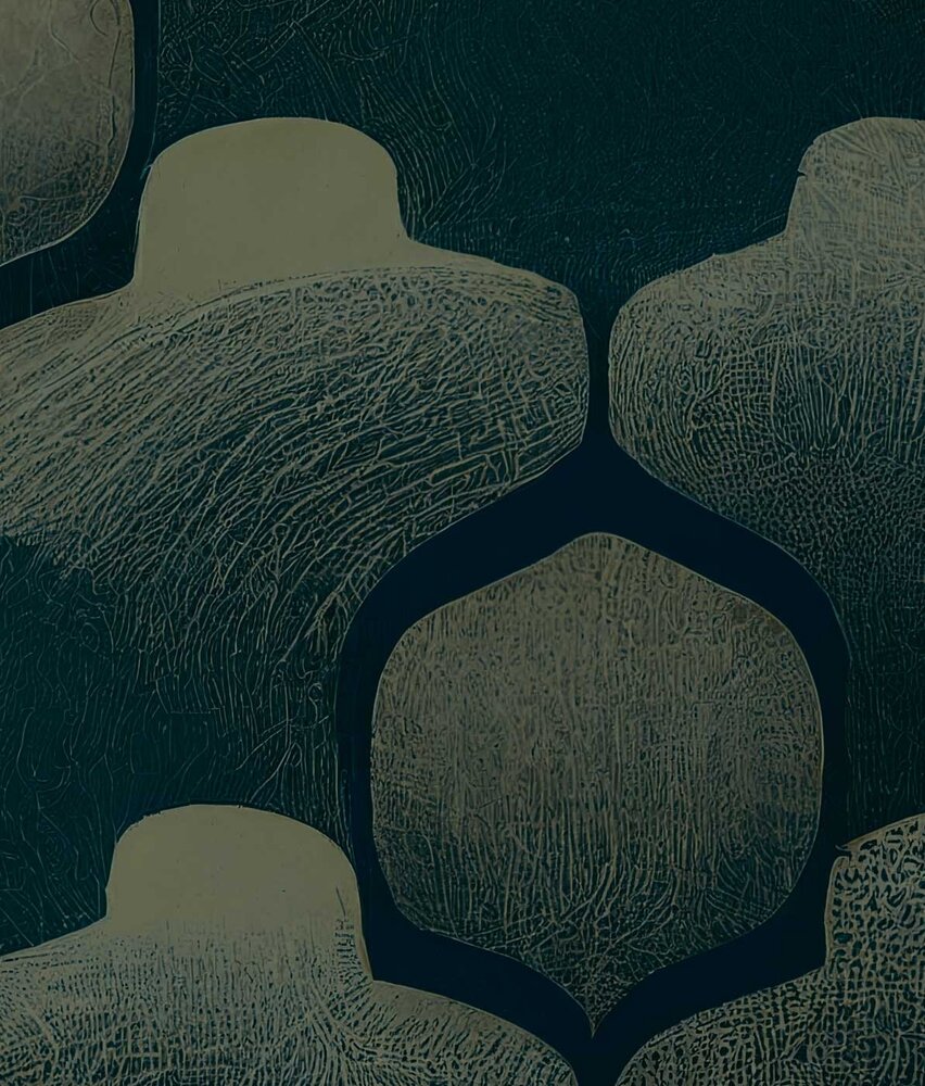 Retro-Tapete Vintage Shapes, blau, waschbar Retro-Tapete Vintage Shapes, blau, waschbar