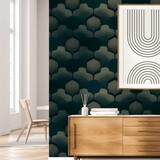 Retro-Tapete Vintage Shapes, blau, waschbar Retro-Tapete Vintage Shapes, blau, waschbar