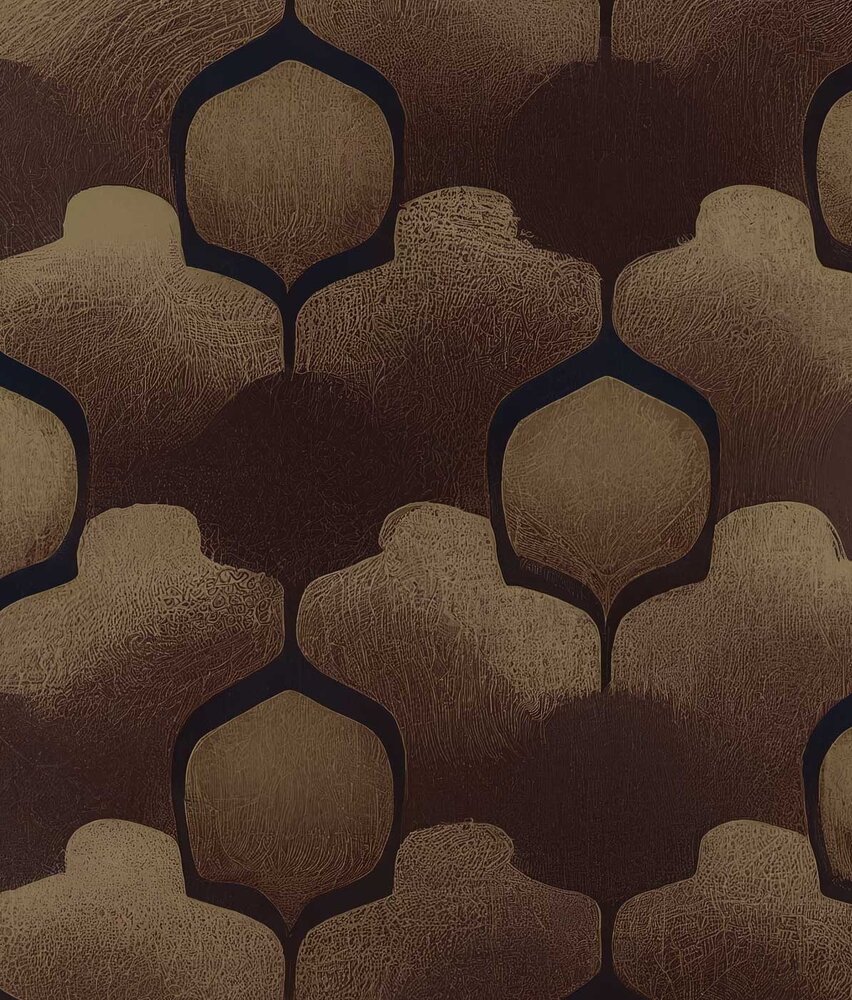 Retro wallpaper Vintage Shapes, brown, washable Retro wallpaper Vintage Shapes, brown, washable