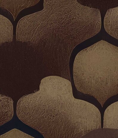 Retro behang Vintage Shapes, bruin, afwasbaar