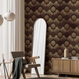 Retro behang Vintage Shapes, bruin, afwasbaar Retro behang Vintage Shapes, bruin, afwasbaar