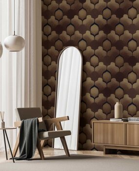 Retro behang Vintage Shapes, bruin, afwasbaar