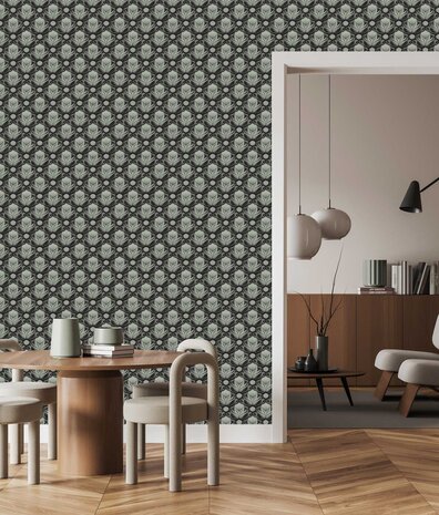 Wallpaper Aqua Lily Dreams, black, washable Wallpaper Aqua Lily Dreams, black, washable