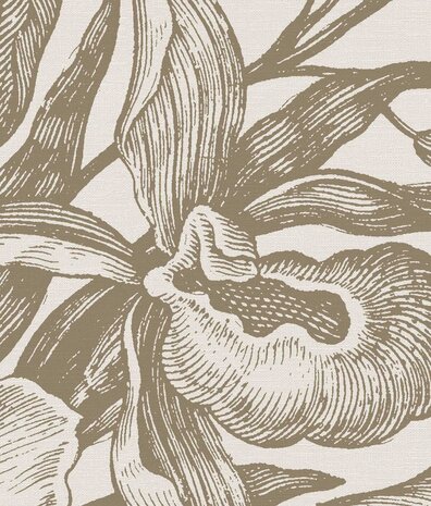 Bloemen behang Delicate Blossom, beige, afwasbaar Bloemen behang Delicate Blossom, beige, afwasbaar