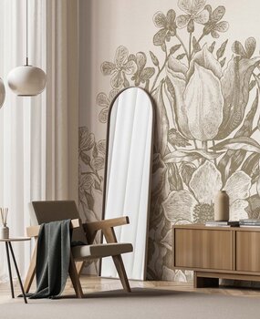 Bloemen behang Delicate Blossom, beige, afwasbaar Bloemen behang Delicate Blossom, beige, afwasbaar