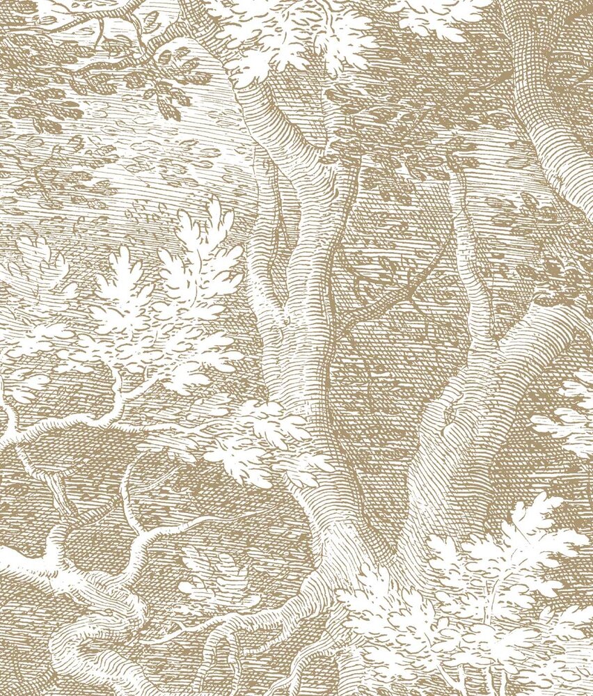 Vintage behang Landscape Engravings, beige, afwasbaar Vintage behang Landscape Engravings, beige, afwasbaar