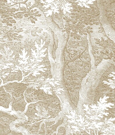 Vintage behang Landscape Engravings, beige, afwasbaar Vintage behang Landscape Engravings, beige, afwasbaar