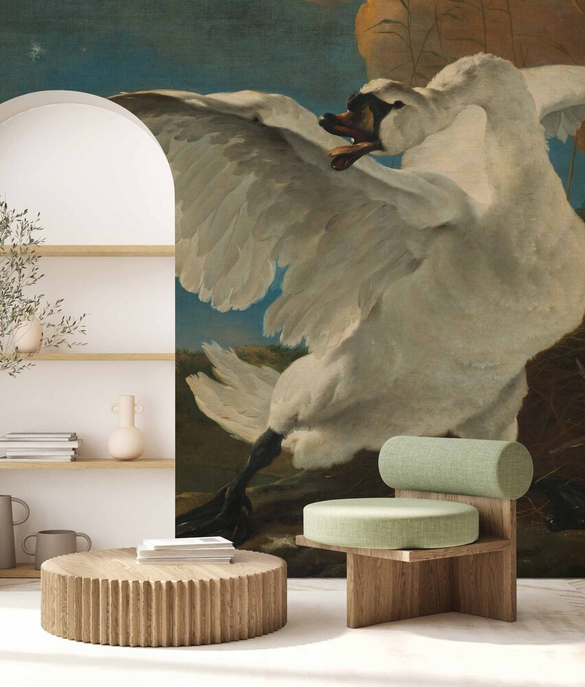 Wallpaper old masters Threatened Swan, washable