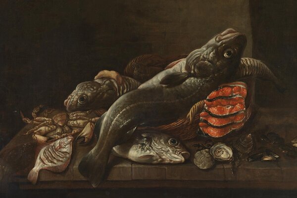 Wallpaper old masters Cuisine Delight, black, washable