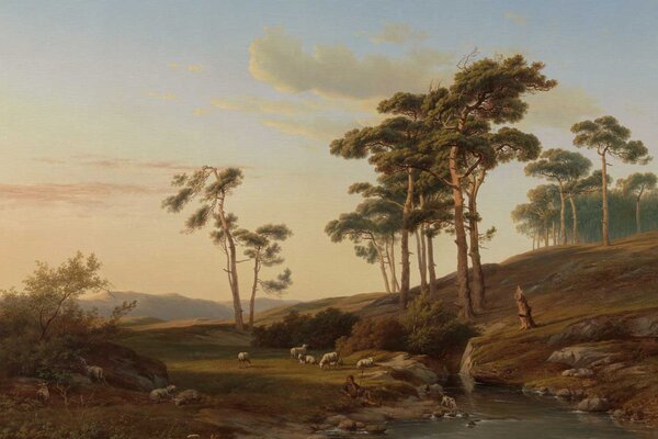 Landschappen behang Serene Skyline Scenery, afwasbaar Landschappen behang Serene Skyline Scenery, afwasbaar