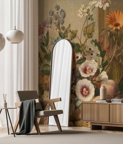 Vintage bloemen behang Delicate Flowers, afwasbaar