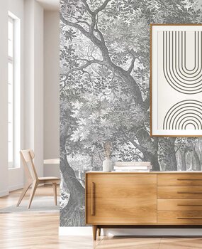 Tapete Wald Enchanted Grove, schwarz-weiß, waschbar Tapete Wald Enchanted Grove, schwarz-weiß, waschbar