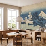 Vintage behang Serene Summits, blauw, afwasbaar Vintage behang Serene Summits, blauw, afwasbaar