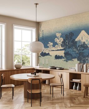 Vintage behang Serene Summits, blauw, afwasbaar Vintage behang Serene Summits, blauw, afwasbaar