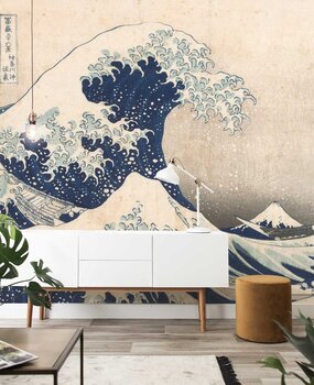 Vintage Tapete Sakura Surf, blau, waschbar Vintage Tapete Sakura Surf, blau, waschbar