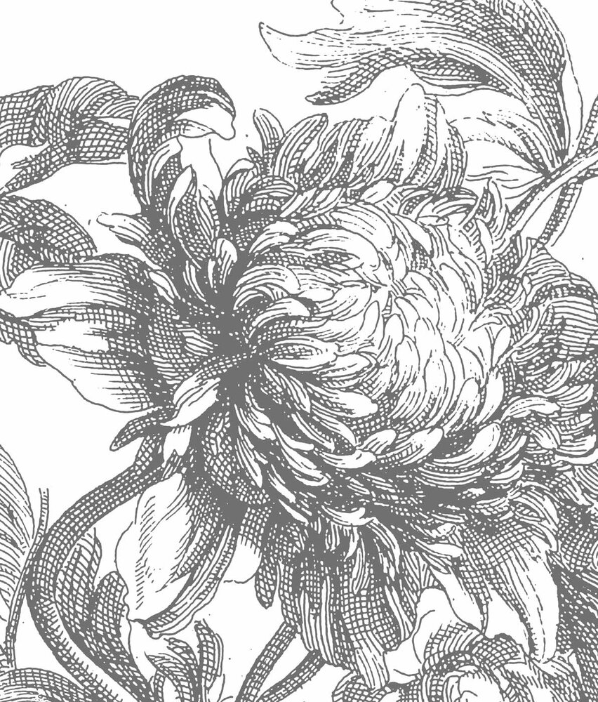 Bloemen behang Graceful Blossom, zwart-wit, afwasbaar Bloemen behang Graceful Blossom, zwart-wit, afwasbaar