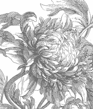 Bloemen behang Graceful Blossom, zwart-wit, afwasbaar Bloemen behang Graceful Blossom, zwart-wit, afwasbaar