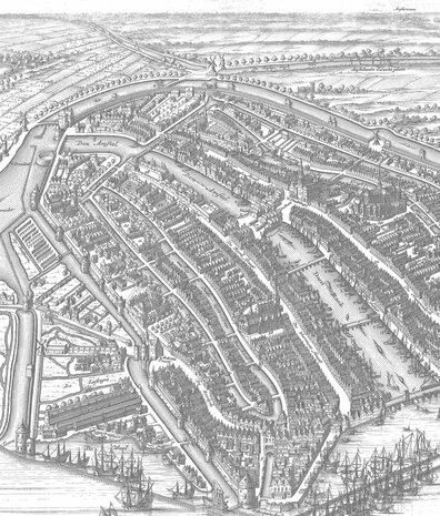 City wallpaper Amsterdam Vintage Map, black & white, washable