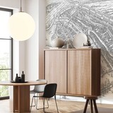 Steden behang Amsterdam Vintage Map, zwart-wit, afwasbaar Steden behang Amsterdam Vintage Map, zwart-wit, afwasbaar