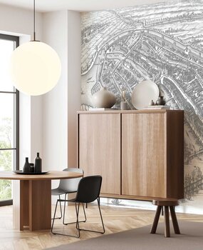 City wallpaper Amsterdam Vintage Map, black & white, washable City wallpaper Amsterdam Vintage Map, black & white, washable