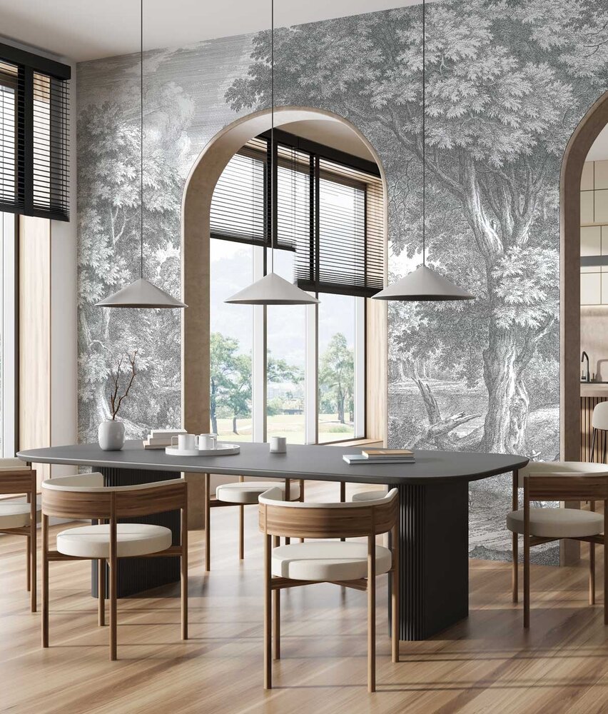 Landschappen behang Whispering Woods, afwasbaar Landschappen behang Whispering Woods, afwasbaar