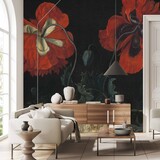 Blumentapete Poppy Fields Bliss, schwarz, waschbar