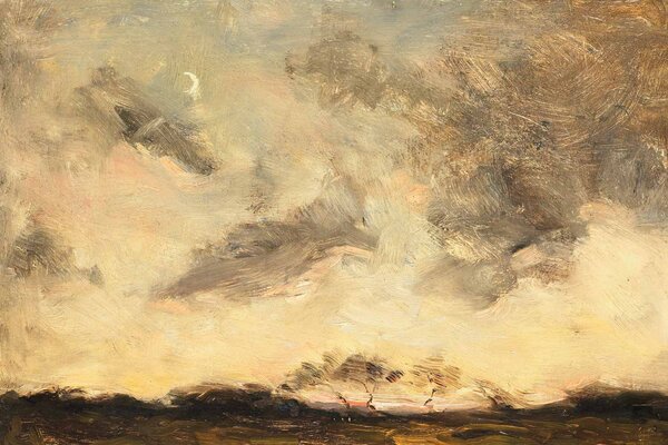 Wolken behang Heavenly Cloudscape, geel, afwasbaar