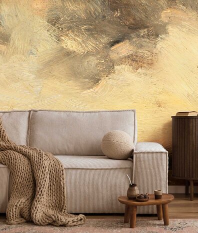 Cloud wallpaper Heavenly Cloudscape, yellow, washable