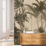 Palm behang Retro Palm Paradise, beige, afwasbaar