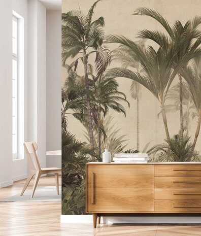Palm wallpaper Retro Palm Paradise, beige, washable Palm wallpaper Retro Palm Paradise, beige, washable