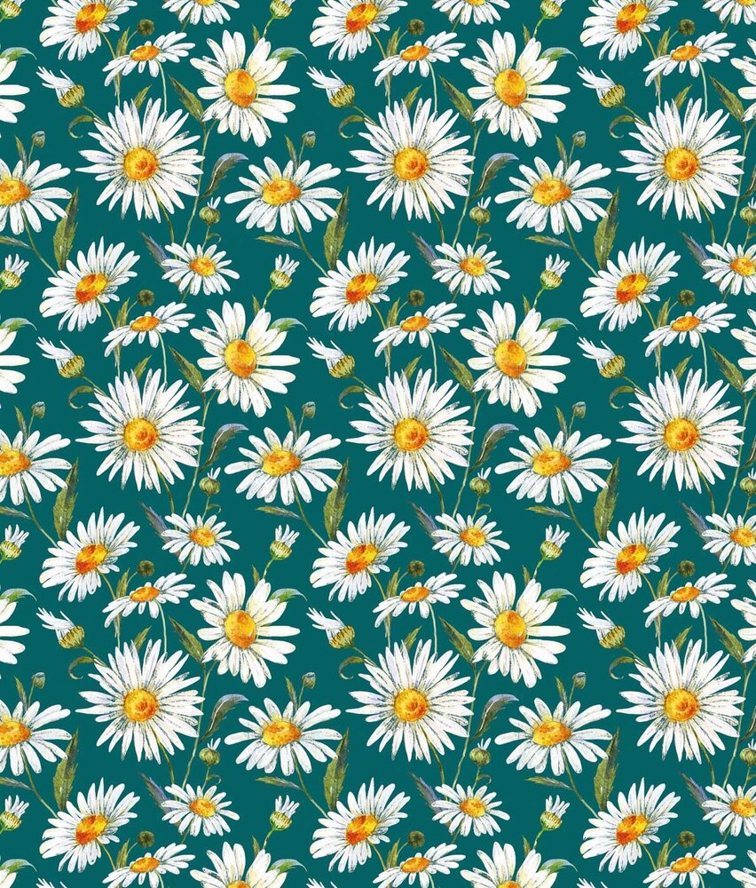 Bloemen behang Daisy Delight, groen, afwasbaar