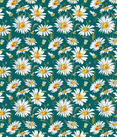 Bloemen behang Daisy Delight, groen, afwasbaar