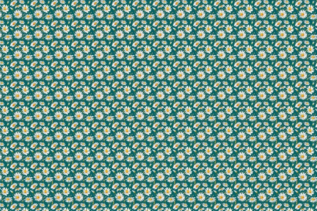 Floral wallpaper Daisy Delight, green, washable Floral wallpaper Daisy Delight, green, washable
