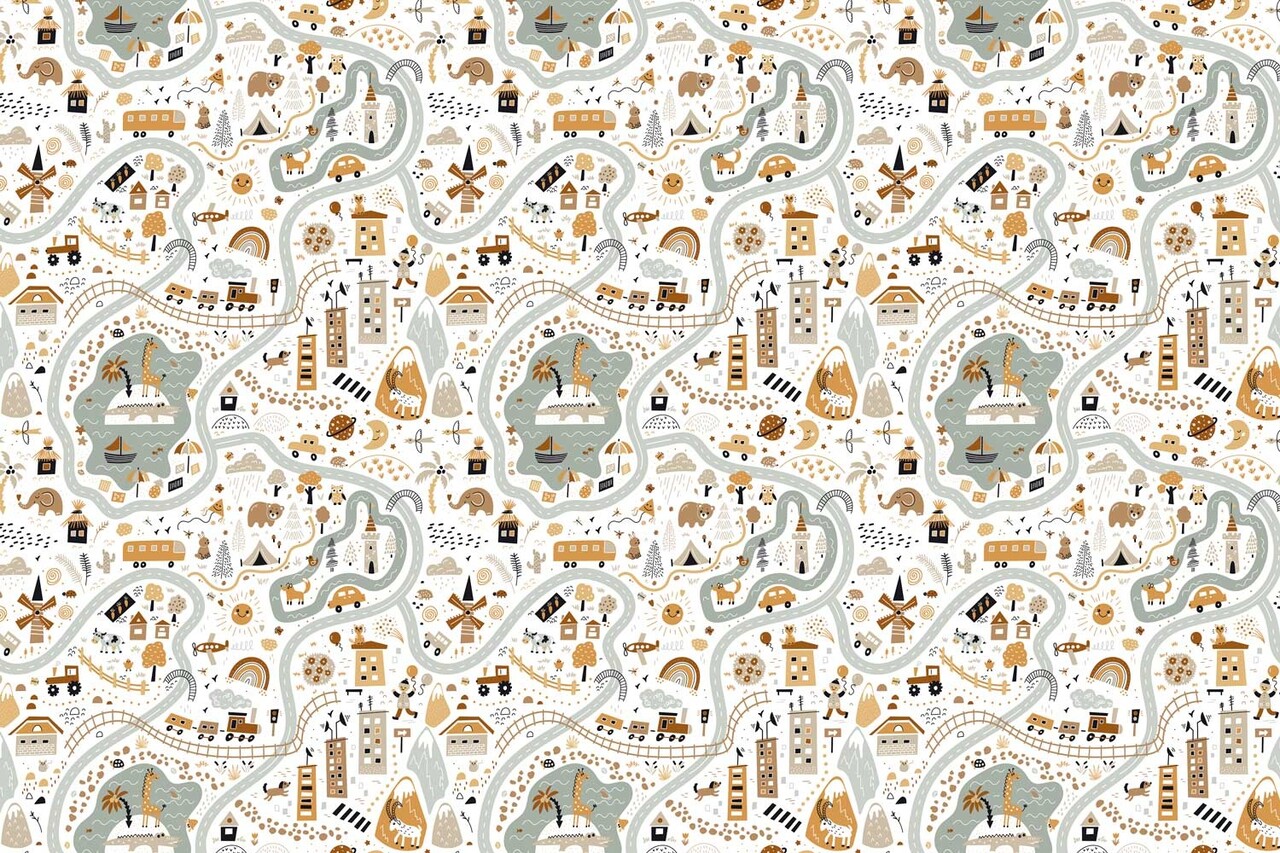 Kinderbehang Dreamy Drawings, wit, afwasbaar Kinderbehang Dreamy Drawings, wit, afwasbaar