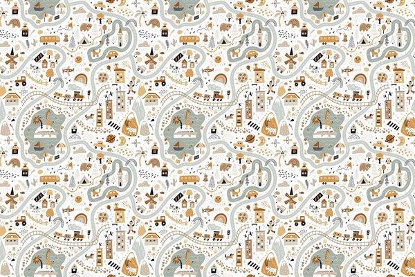 Kinderbehang Dreamy Drawings, wit, afwasbaar Kinderbehang Dreamy Drawings, wit, afwasbaar