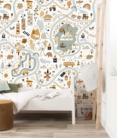 Kindertapete Dreamy Drawings, weiß, waschbar Kindertapete Dreamy Drawings, weiß, waschbar