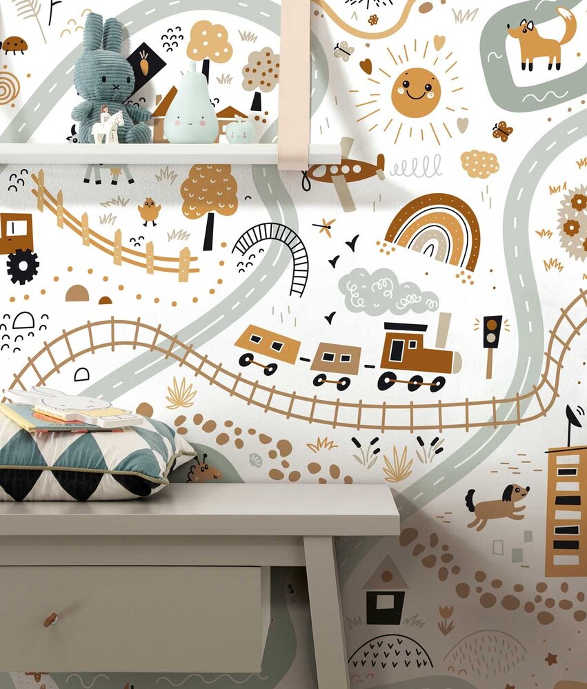 Children's wallpaper Dreamy Drawings, white, washable Children's wallpaper Dreamy Drawings, white, washable