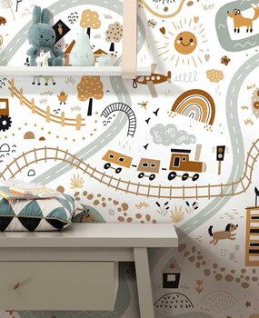 Kinderbehang Dreamy Drawings, wit, afwasbaar Kinderbehang Dreamy Drawings, wit, afwasbaar