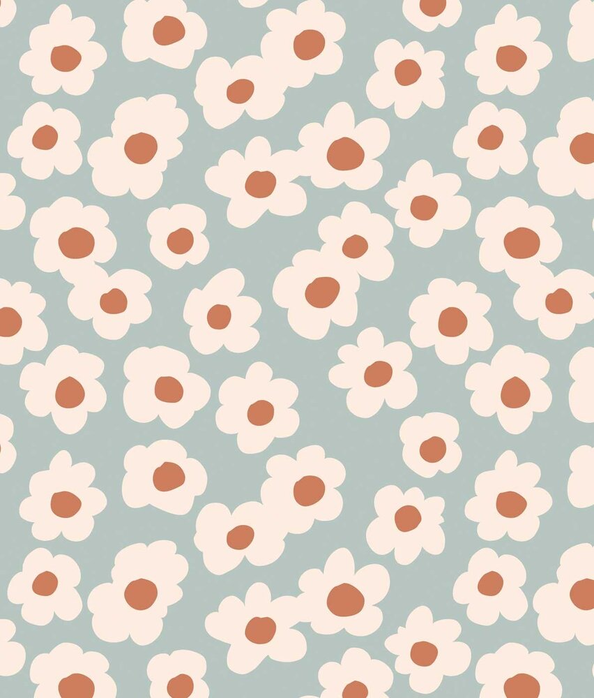 Kindertapete Dreamy Blue Meadow, blau, waschbar Kindertapete Dreamy Blue Meadow, blau, waschbar