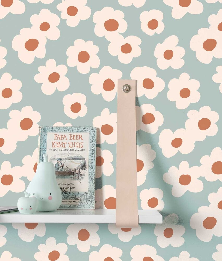 Kindertapete Dreamy Blue Meadow, blau, waschbar Kindertapete Dreamy Blue Meadow, blau, waschbar