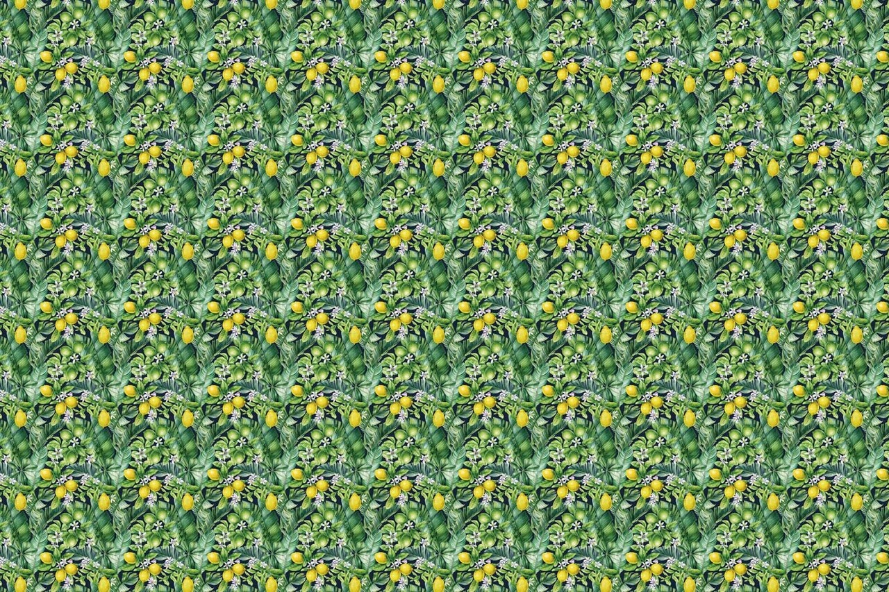 Botanisch behang Lemon Fresh Bliss, groen, afwasbaar