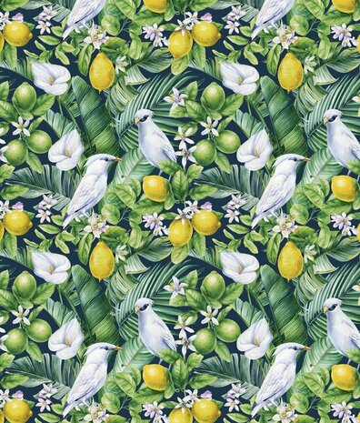 Botanische Tapete Blossom Citrus Charm, grün, waschbar Botanische Tapete Blossom Citrus Charm, grün, waschbar